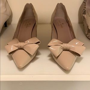 Kate Spade Nude Patton Leather Shoes with bow